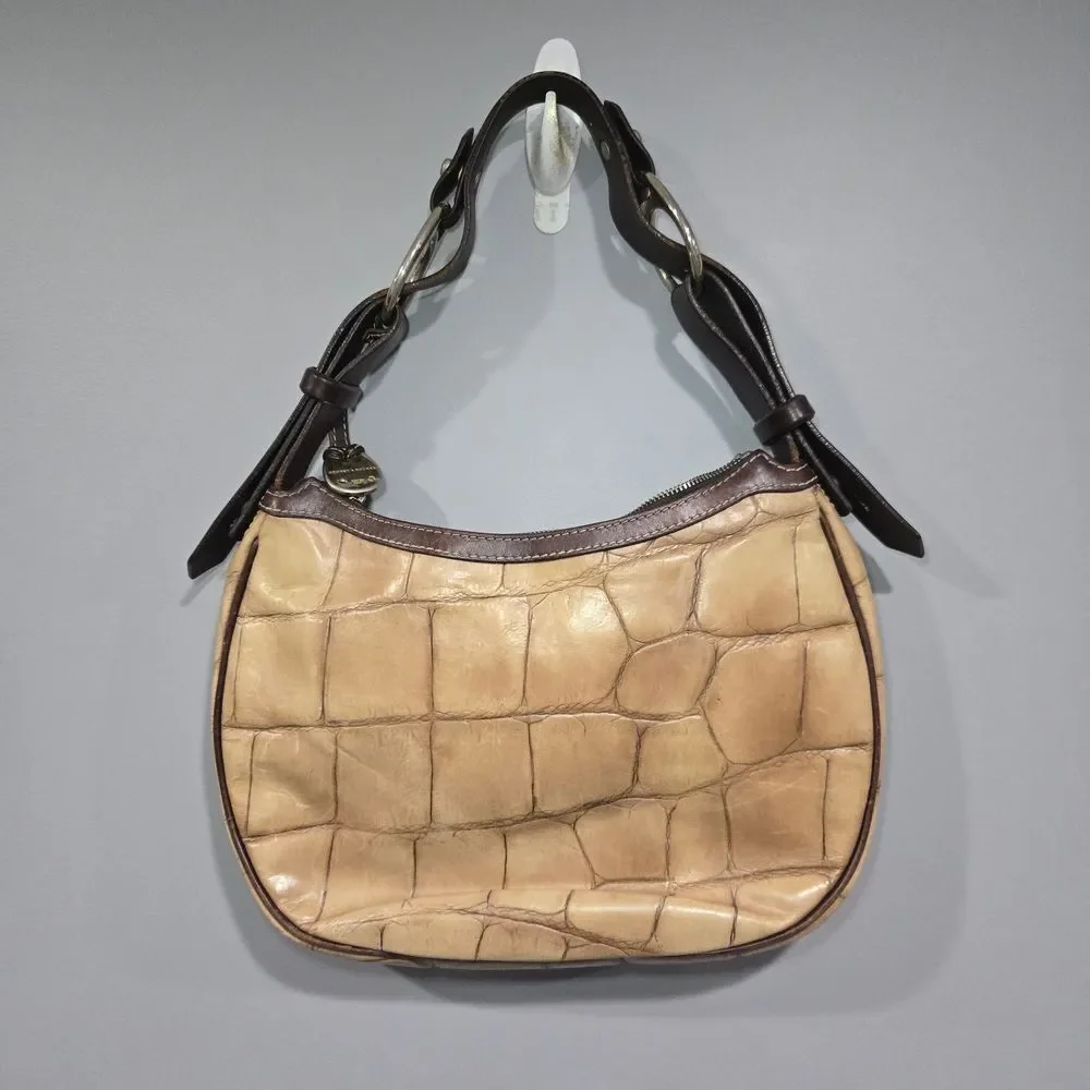 🐢 Dooney & Bourke Croc Embossed Leather Circle Bag. - Picture 4 of 16